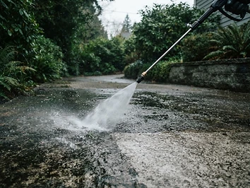 Illustrative image of a clean driveway and walkway after pressure washing, for an article on pressure washing in Scarborough, Maine.