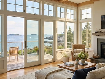 Illustrative image of a window cleaned on both sides with clear glass, for an article on interior and exterior windows in South Portland, Maine.