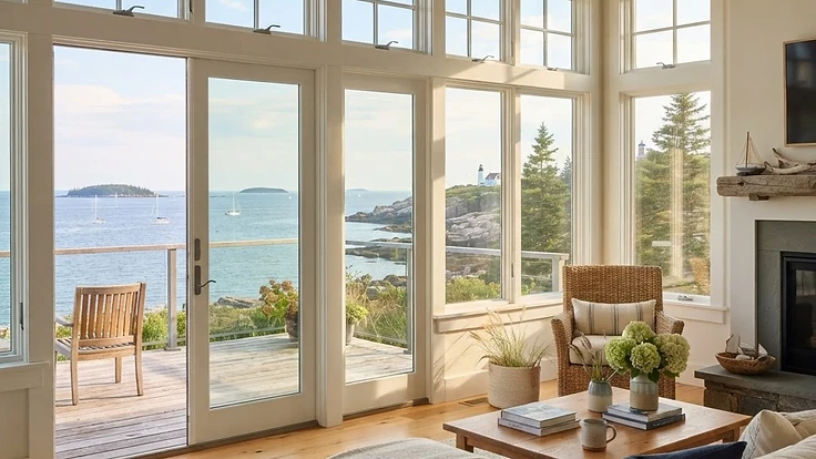 Illustrative image of a window cleaned on both sides with clear glass, for an article on interior and exterior windows in South Portland, Maine.