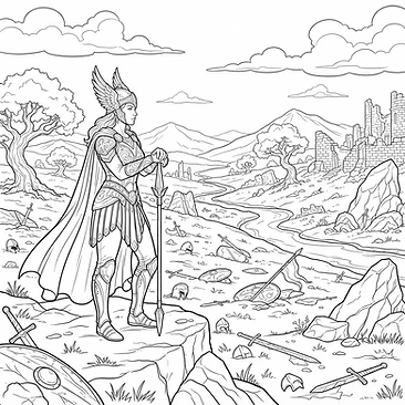 Valkyrie watching over a silent battlefield