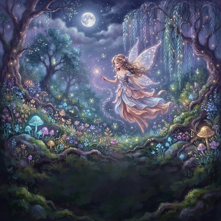 Fairies coloring page for adults