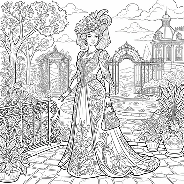 Art Nouveau fashionista with lily motif