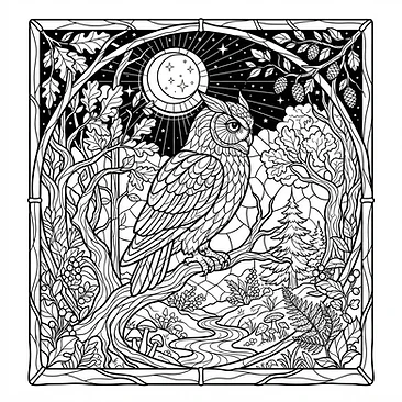 Owl surveying the nocturnal forest