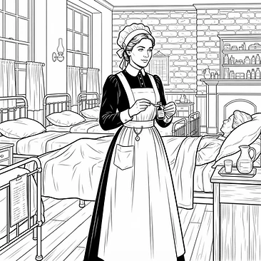 Victorian nurse in starched linen cap