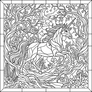 Unicorn galloping through enchanted woods