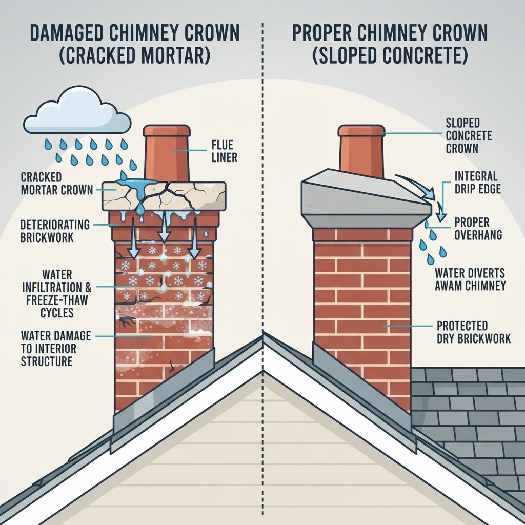 Why Freeze-Thaw Cycles Crack Chimney Crowns in Tacoma (and How to Fix It)