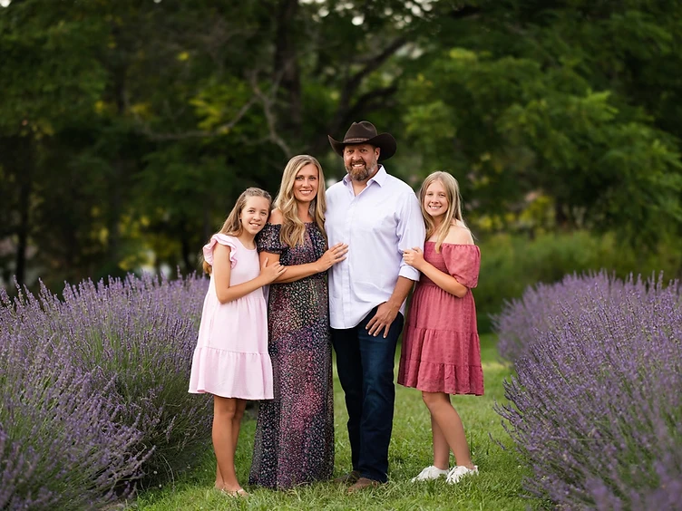 The Honeycutt family in the lavender field