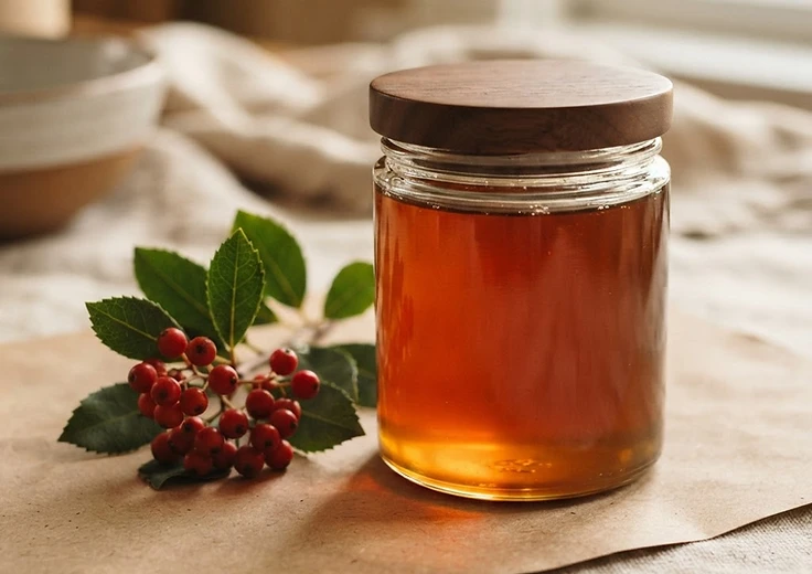 California Toyon Honey in a glass jar