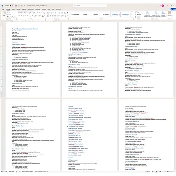 A long, unorganized story document full of scattered notes