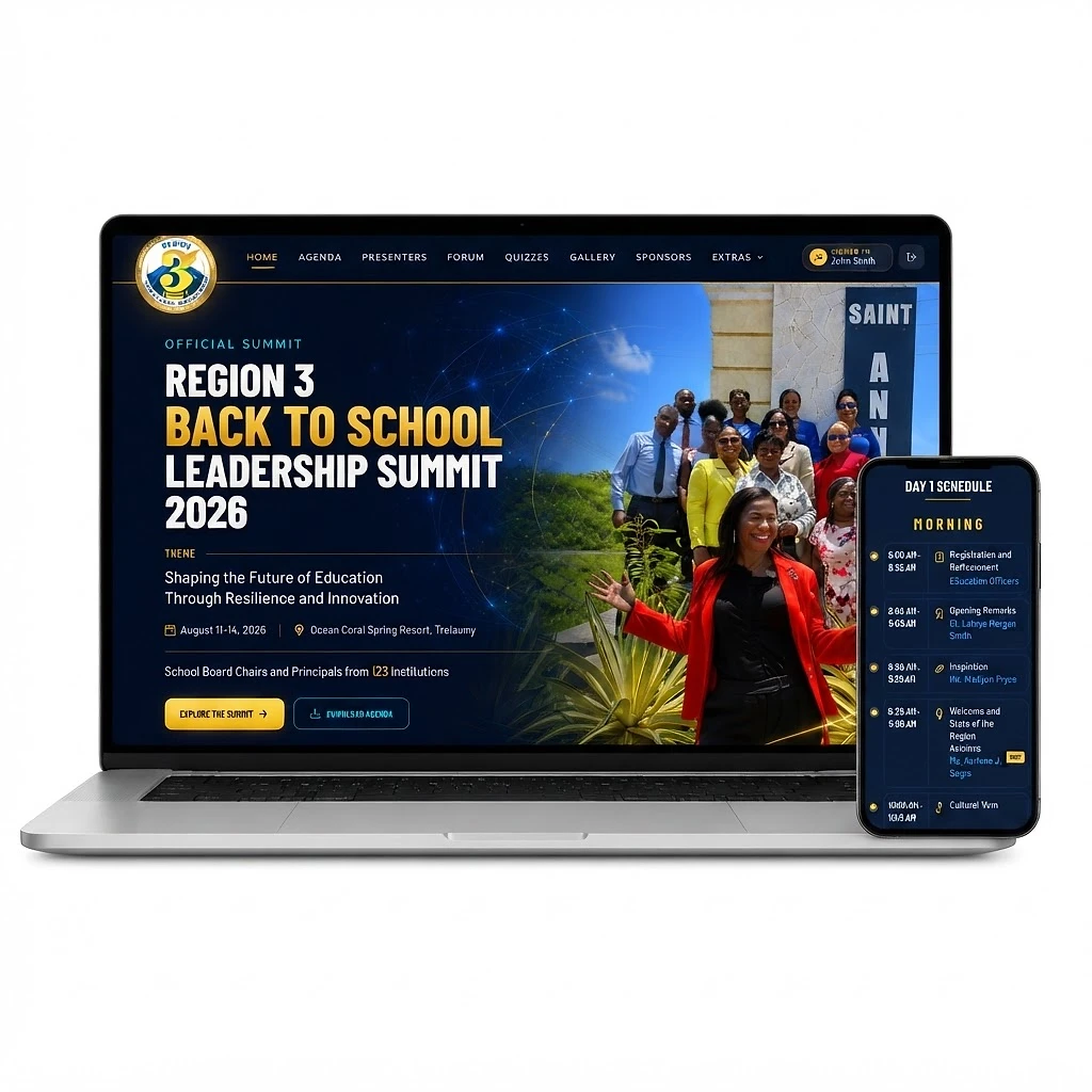 Real screens from the Region 3 Back to School Leadership Summit 2026 platform
