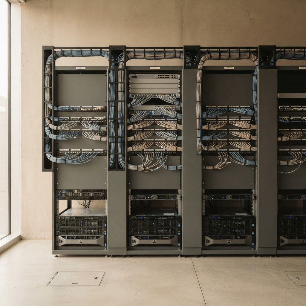 Organized restaurant network cabling and infrastructure