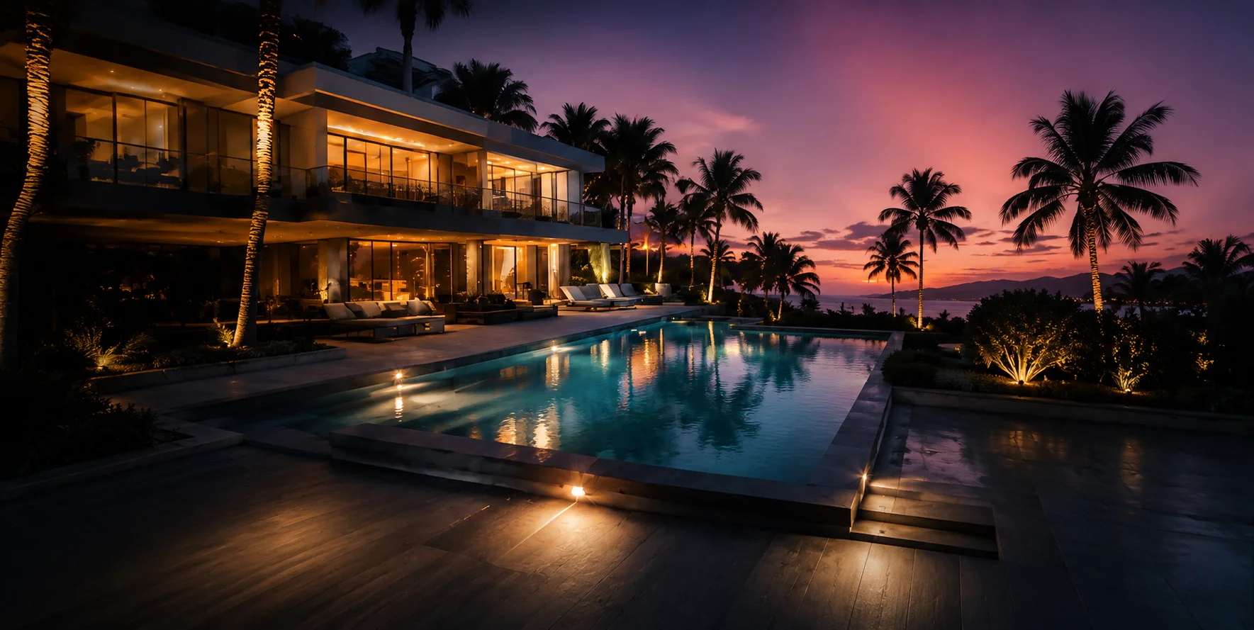 Luxury villa at twilight