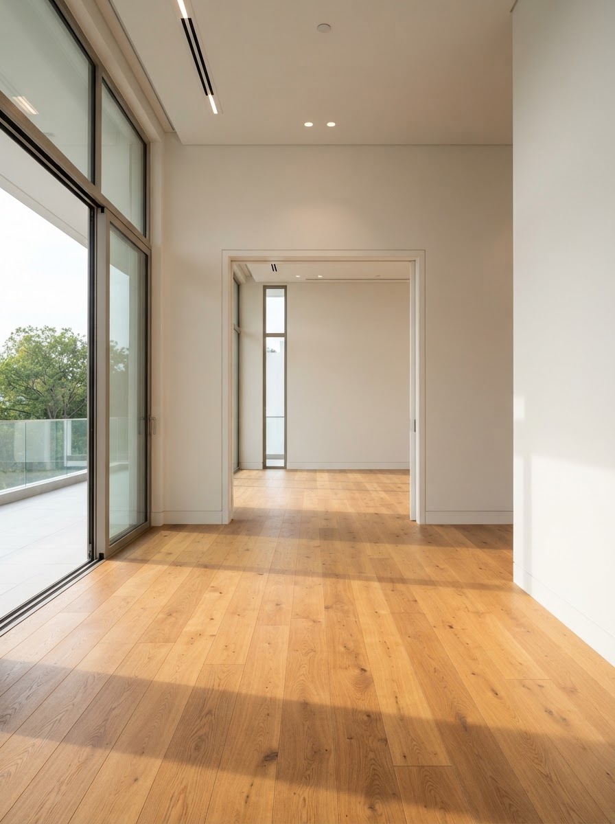 Empty luxury residence with protected oak floors