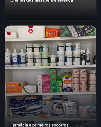 Cremes de massagem, kinesios, microcanulas e produtos descartáveis em geral