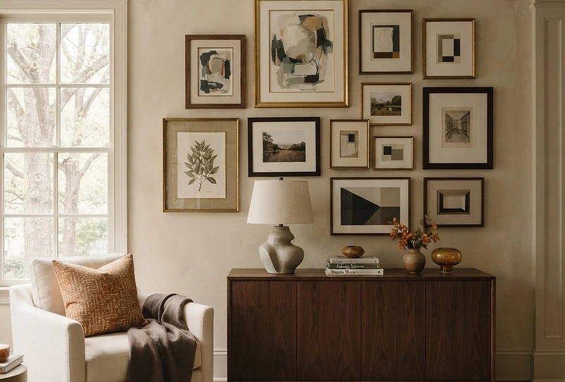 Custom framed artwork installed in an Atlanta interior