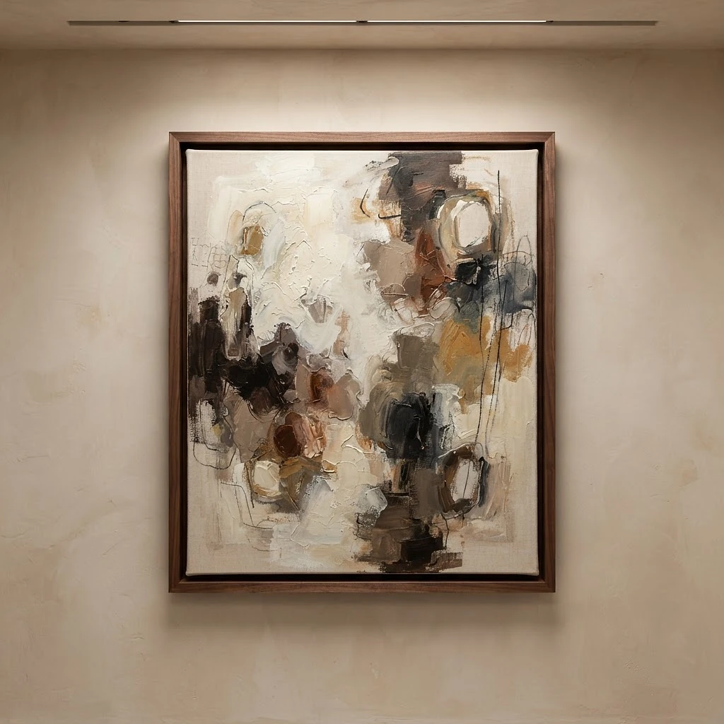 Original canvas artwork inside a refined custom floater frame with a visible reveal