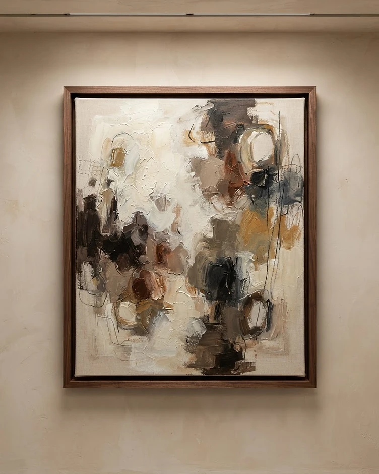 Original canvas artwork inside a refined custom floater frame with a visible reveal