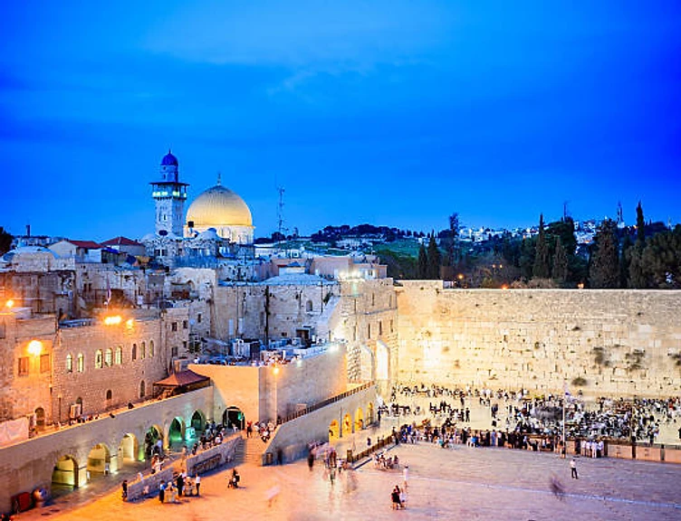 Western Wall in Jerusalem at twilight