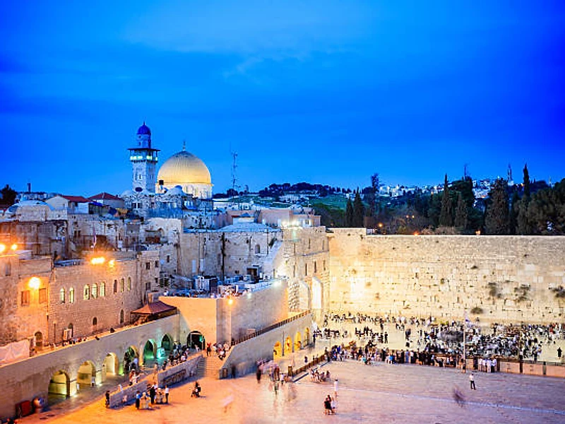 Western Wall in Jerusalem at twilight