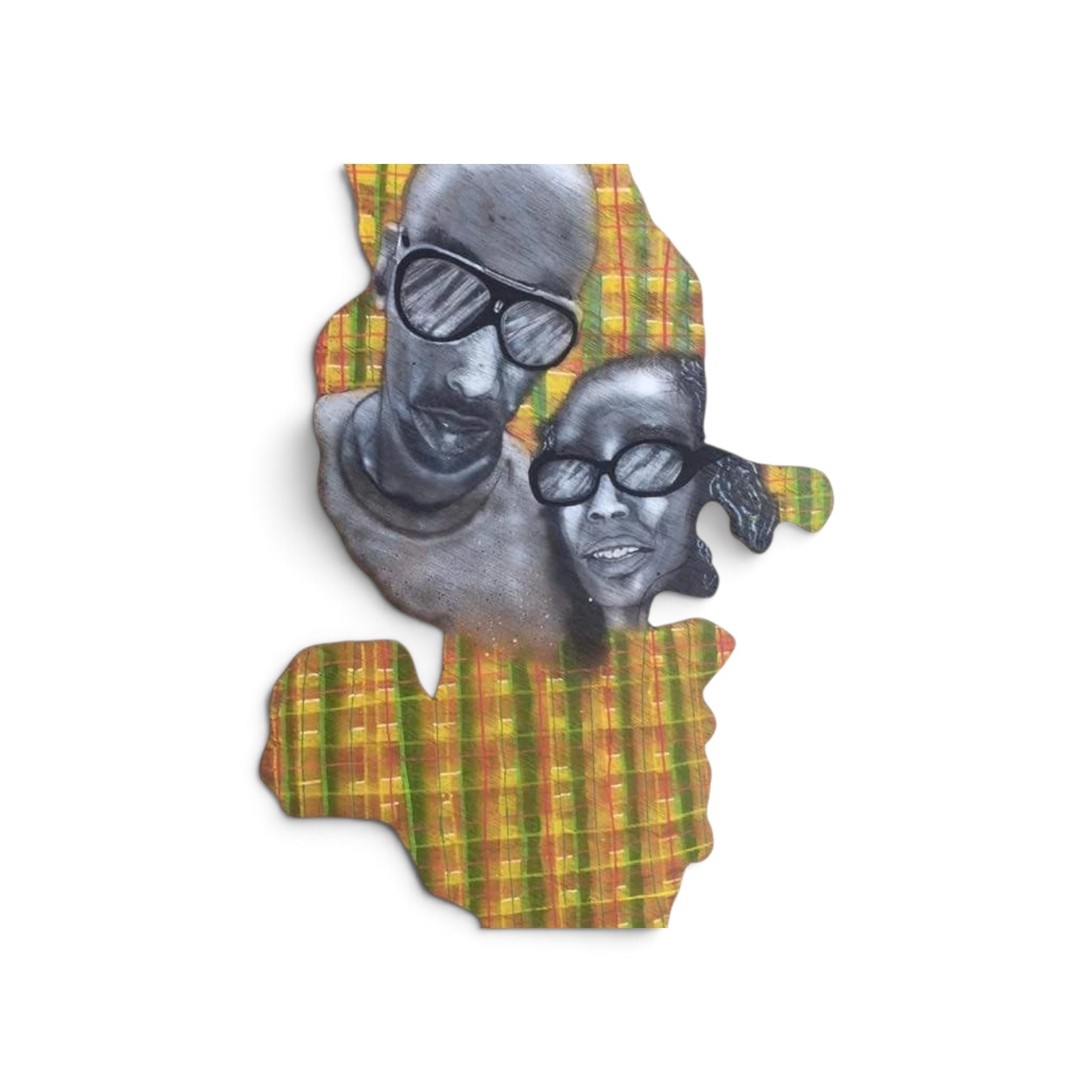 CARTE DE LA MARTINIQUE — PORTRAIT DUO SUR FOND MADRAS