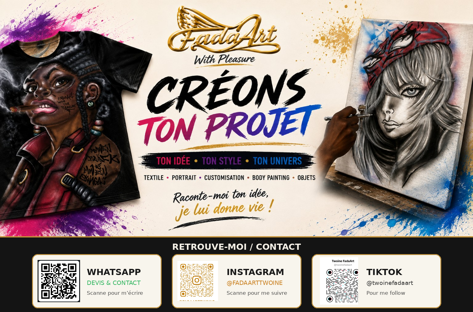 Créons ton projet — FadaArt (QR code WhatsApp)