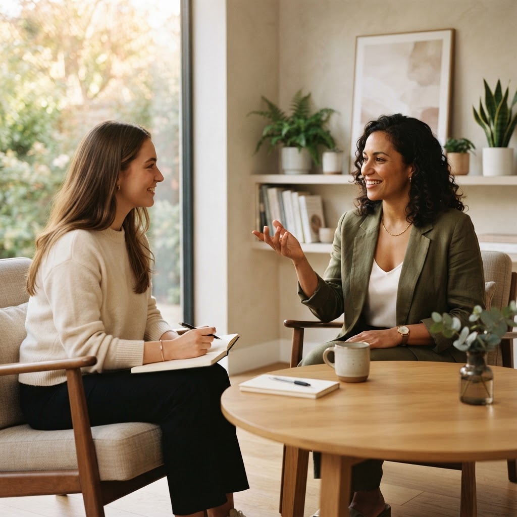 Health coach working with a client