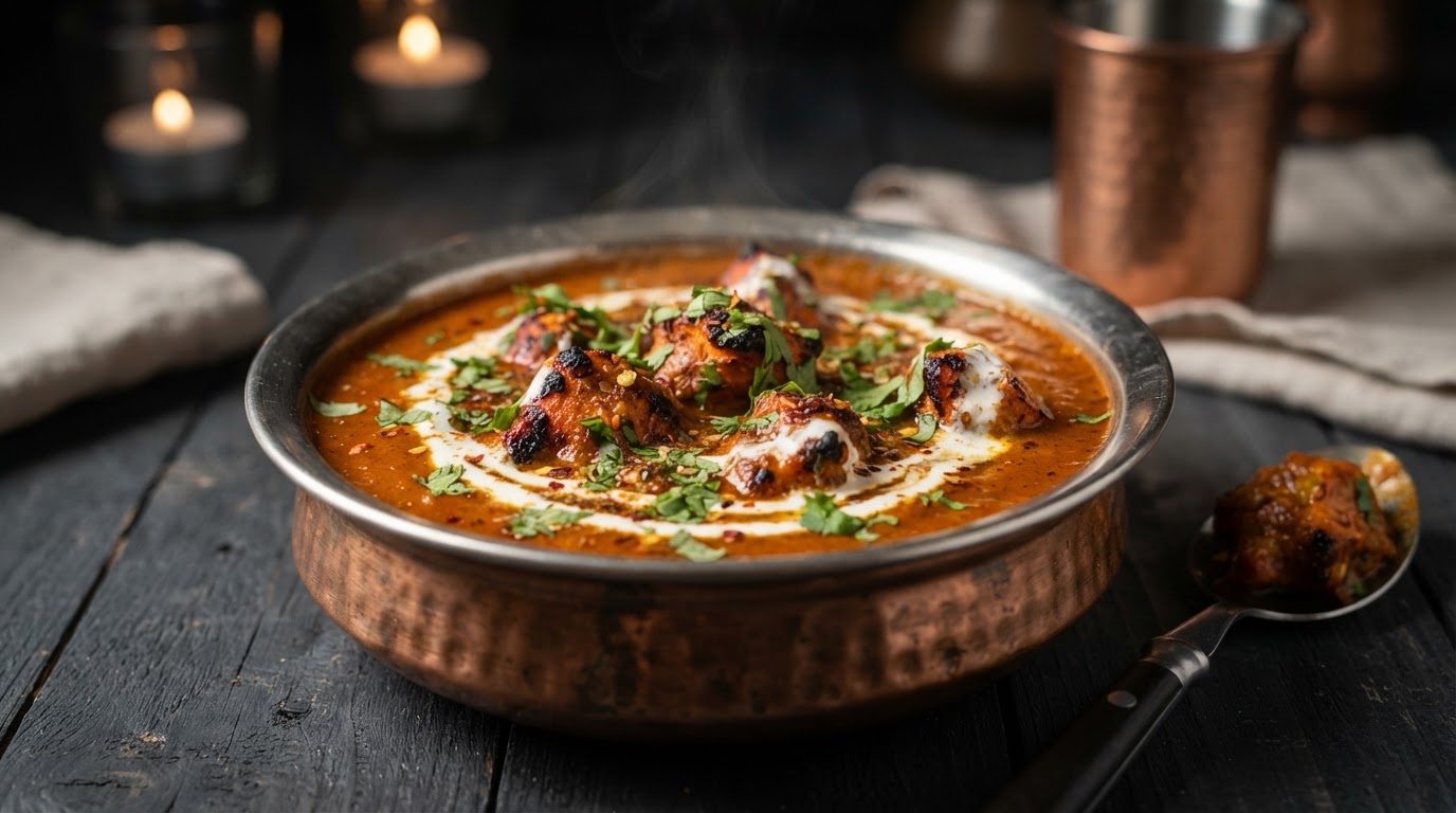 Old Delhi Butter Chicken in a copper bowl
