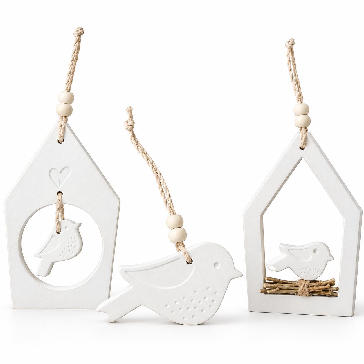 Ornamentos de Porta em Gesso — Casinha e Pássaro