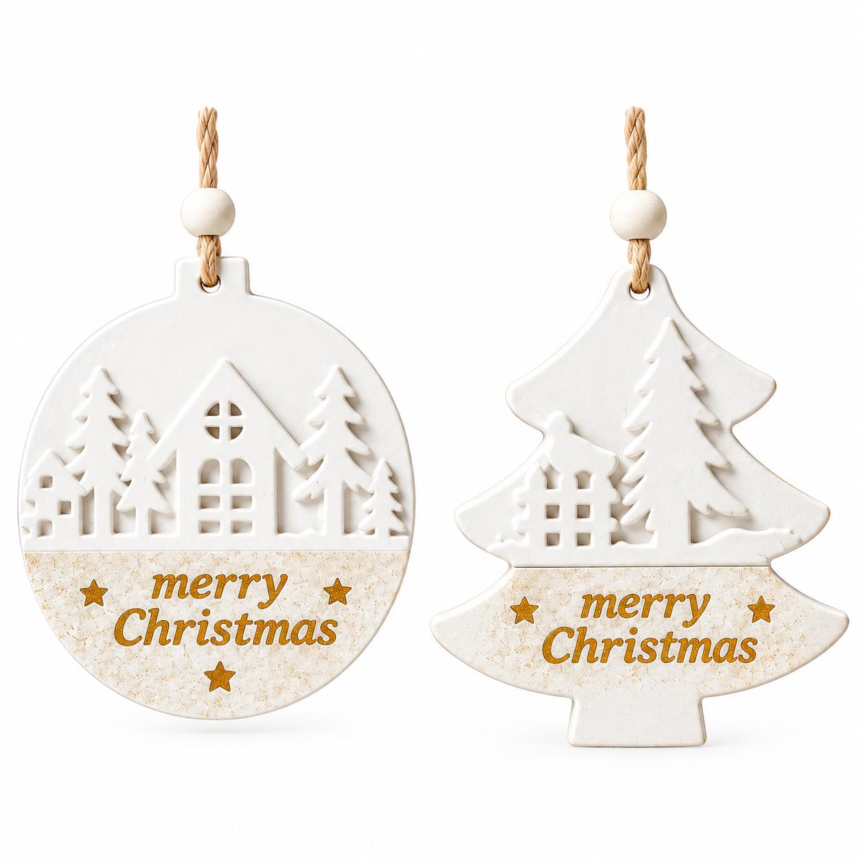 Ornamentos de Natal em Gesso — Merry Christmas