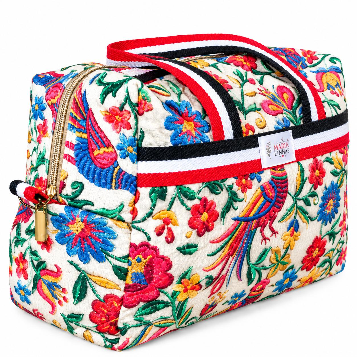 Bolsa de Viagem Bordada — Pássaros e Flores