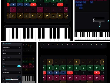 Harmonica Tool — note layout and piano keyboard visualization