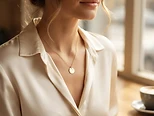 Gold pendant necklace – lifestyle shot generated by KEEPER