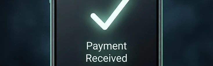 Phone showing a payment received confirmation