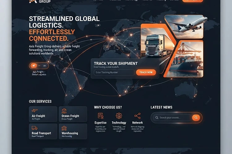 Logistics website design for Axis Freight Group