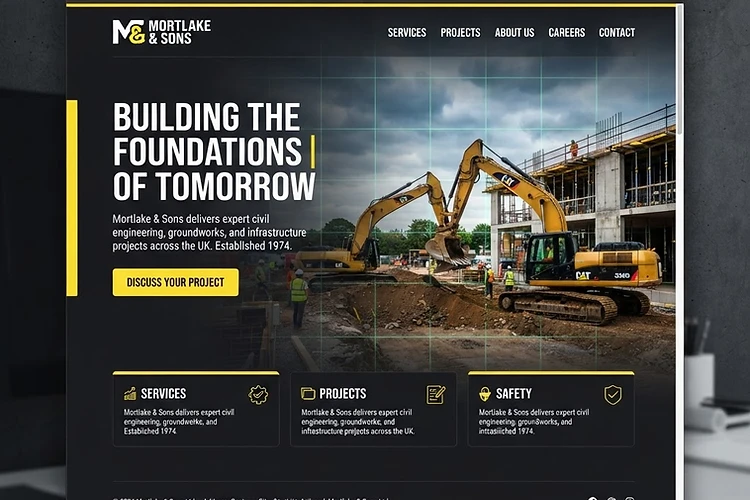 Construction website design for Mortlake & Sons