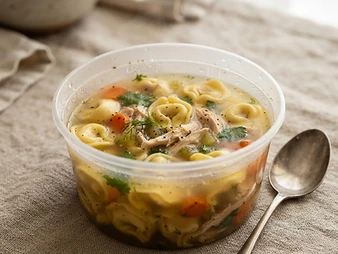 Kippensoep met tortellini