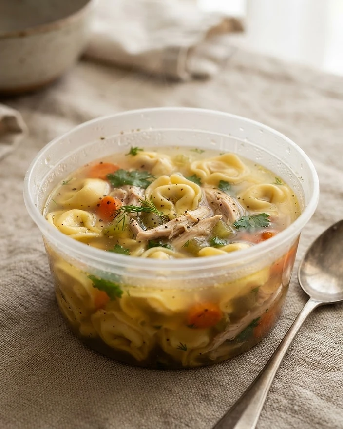 Kippensoep met tortellini
