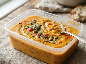 Zoete aardappelsoep met paprika