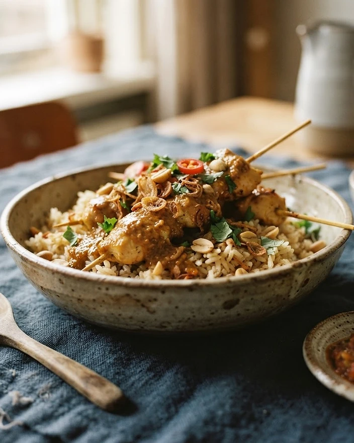 Nasi met satesaus