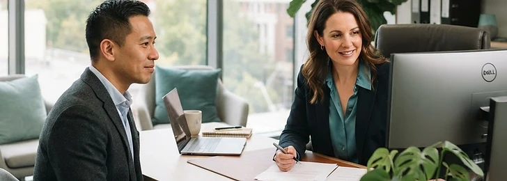 A family lawyer checking a divorce application before filing