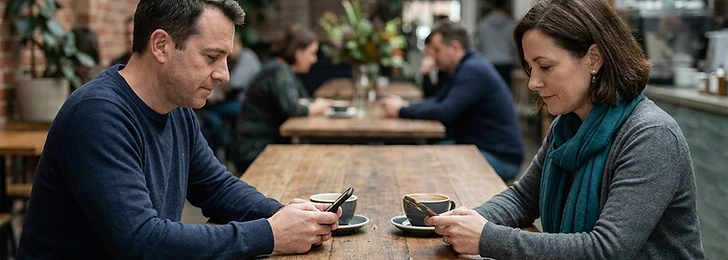 Separated couple completing a joint divorce application online