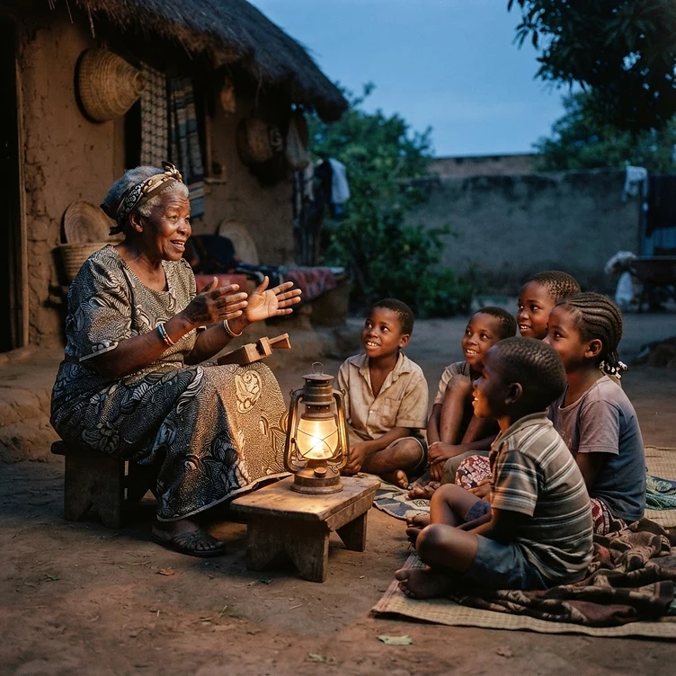 Veillée et transmission orale à la lueur d'une lampe