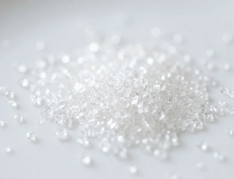 Macro photograph of sparkling brilliant white refined cane sugar ICUMSA 45 crystals