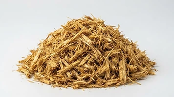 Bagasse cane fiber biomass bales at industrial processing facility