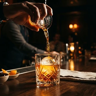 Handcrafted cocktail pour