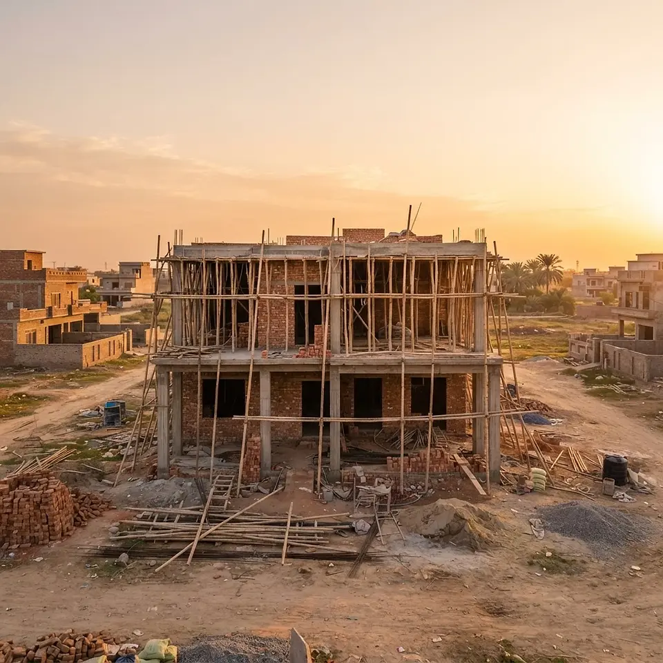 House under construction in Multan, 2026