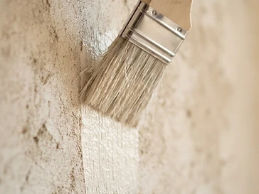A professional painter finishing a wall in a sunlit living room