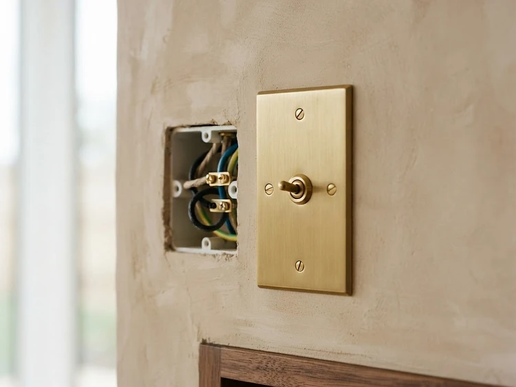 An electrician installing designer lighting in a contemporary home