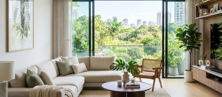 A clean, bright Singapore living room