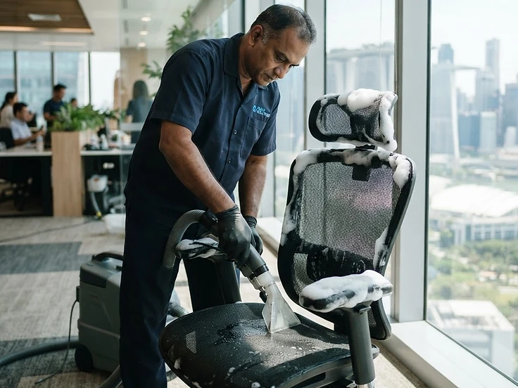 Cleaning a mesh office chair